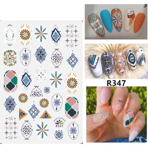 Self-adhesive 3D Stickers for Nails Color Brick Flower Nail Art Decorations Small Size Fashion Stickers Women Girl Nail Foil