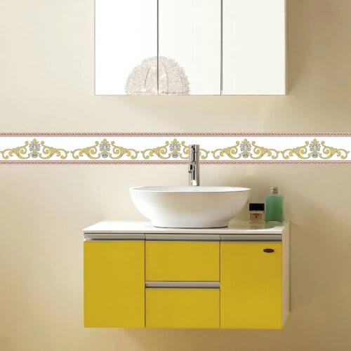 5M PVC 3D Flower Wallpaper Border Self-adhesive Skirting Line Waterproof Sticker Kitchen Bathroom Removable Tile 3D Wall Sticker