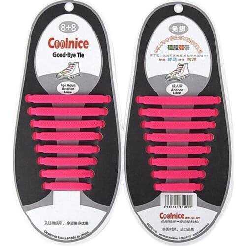 16Pcs/Set Unisex Adult No Tie Shoelaces Elastic Silicone Shoe String Waterproof