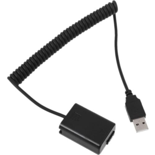USB to NP-FW50 Dummy Battery Eliminator Power Supply Spring Cable for -Sony A7 A7RII A6500 A6400 A6300 A6100 A6000