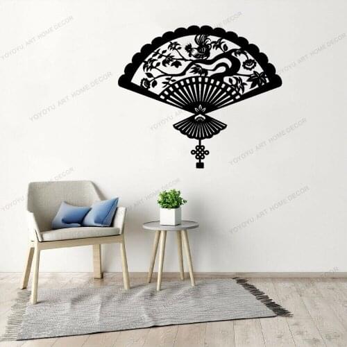 Asian Oriental Style Japanese Hand Fan Wall Stickers Vinyl Interior Art Home Decor Living Room Decals Japan Culture Mural CX889