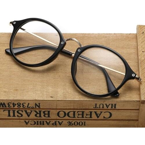 Vintage Black Cat Eye Glasses Frame Women Round Clear Lens Optical Eyewear Fashion Brand Designer Metal Myopia Eyeglasses