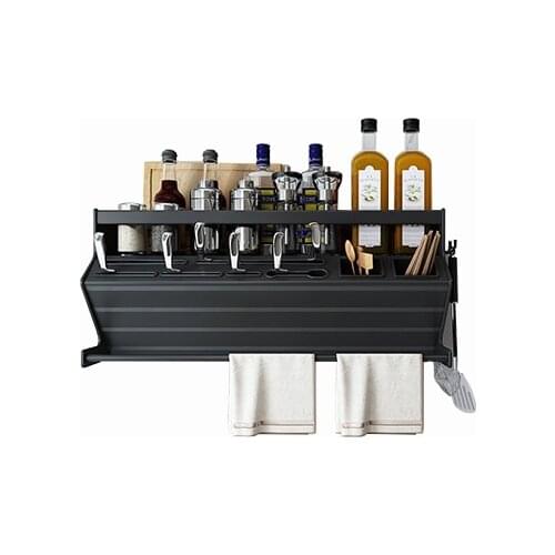 Factory Sells Kitchen Space Aluminum Knife Holder Kitchen Storage Spice Rack Wall Mount Tableware Shelf