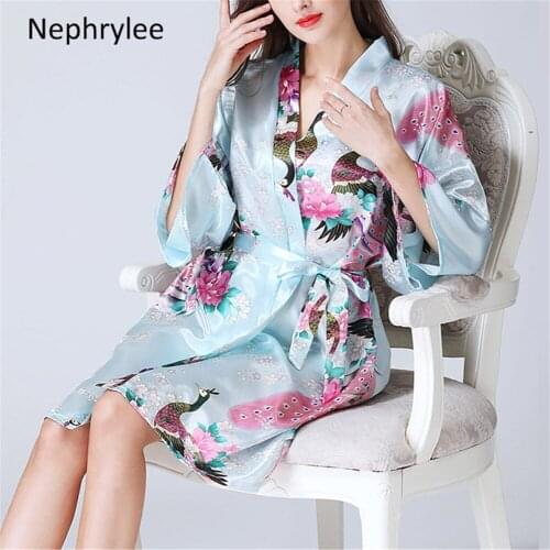 Ladies Pyjamas Women 2020 New Summer Sexy Print Female Imitation Three Quarter Sleeve Sleep Wear Pajamas Nightgown S00139