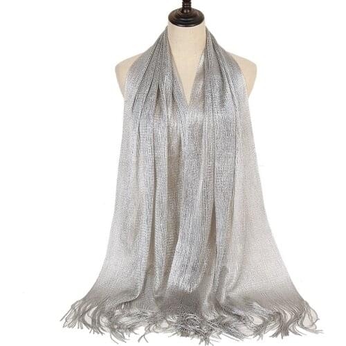 Woman Tassels Crinkle Hijab Scarf Glitter Party Clothes Accessories Turban Shiny Muslim Woman Veil Islamic Hijab Headscarf 2020