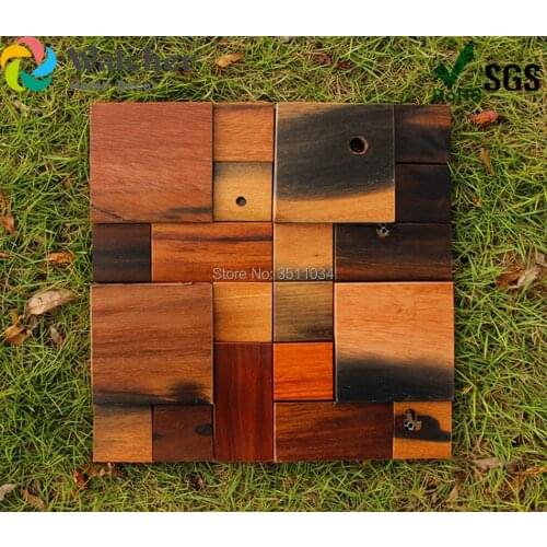 1box 11pieces Ancient wood look mosaic tile Natural Coconut for Bar Decoration/Wall Tiles/Floor Tiles