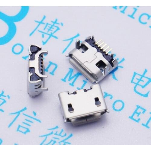 100pcs/MICRO horn USB socket, pin length 1.25 5P with horn 4-pin plug board