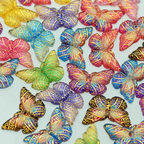 20pcs 15X23mm Mixed Acrylic Colorful Butterflies Cabochon|Scrap-booking Embellishment Miniatures|Home DIY Crafting Supplies