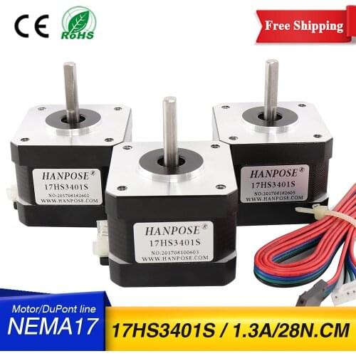 3PCS 3D printer 17HS3401S 28N.CM- 4-lead Nema 17 Stepper Motor 42 motor 42BYGH CNC Laser and