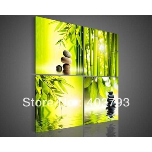 4pc Wall Art Botanical Green Picture Feg Shui Oil Painting On Canvas no frame free shipping