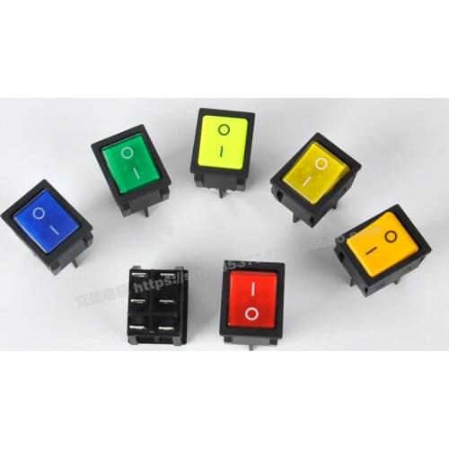 6pcs rocker switch 250V 30A switch 6pin 2 gear KCD4 2*2 31*25mm NO-OFF Silver point for power supply