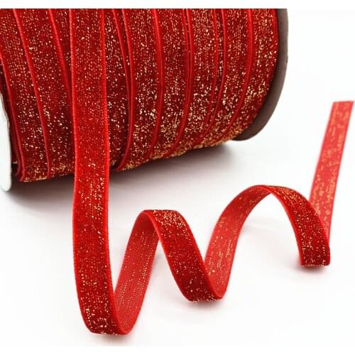 16 Colors 10mm Gold and Silver Wire Velvet Ribbon Wedding Party Decoration Handmade Ribbon Gift Wrapping Hair Bowknot DIY