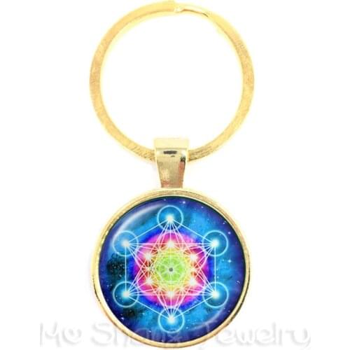 Pentacle Keychain Glass Round Dome Wicca Pagan Gothic Pentagram Fashion Jewelry Keep Talisman And Treatment Of Injury