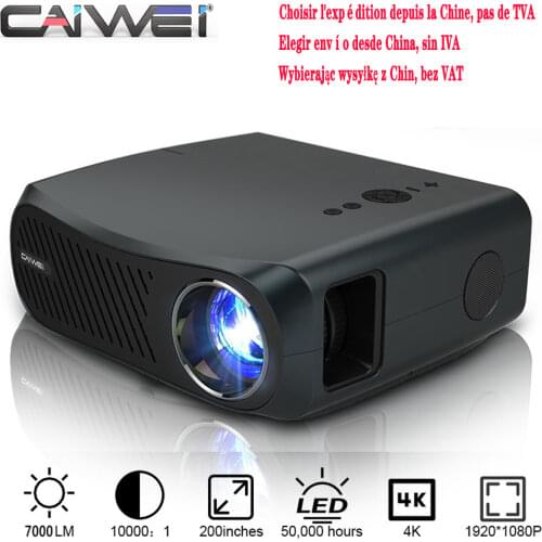 CAIWEI Full HD Projector A12 1920x1080P Android 6.0 (2G+16G) WIFI LED MINI Projector Home Cinema HDMI 3D Video Beamer for 4K