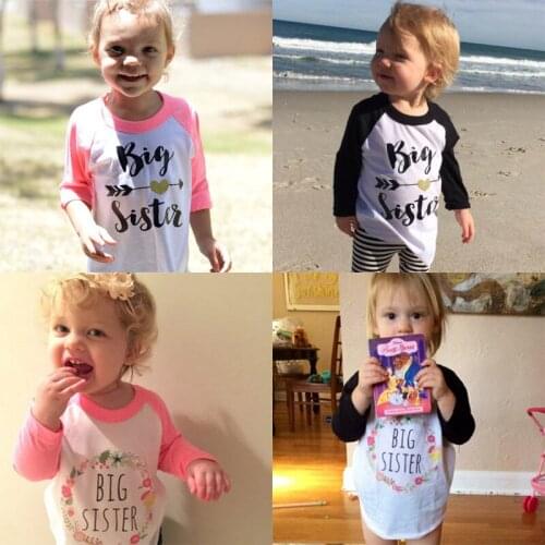 Kids Girls Long Sleeve Casual T Shirt Fashion Girl Sisters Clothes Autumn Spring Children Letters Print Tees Outfits