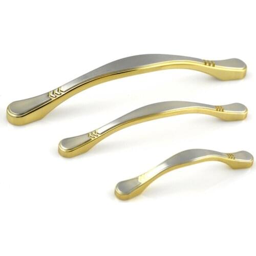 HJY Brushed Gold Kitchen Cabinet Door Handles Drawer Pull Furniture Handle European Cupboard Pulls Hardware Zinc Alloy C21020