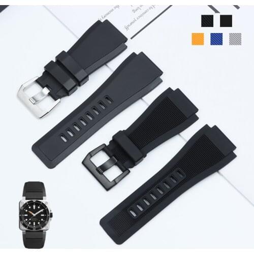 Brand Quality Soft Dustproof 34mm*24mm Colorful Silicone Rubber Watchband For Bell Watch Strap Ross BR01 BR03 Bracelet Belt logo