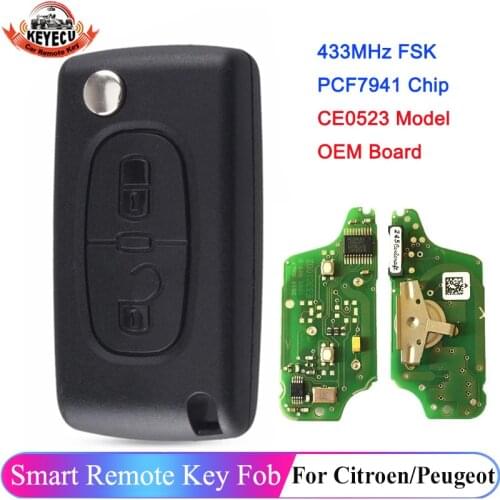 KEYECU CE0523 P/N: E33C1002 2 Button Flip Remote Key 433MHz FSK for Peugeot 207 307 308 407 for Citroen C2 C3 C4 C5 C6 PCF7941