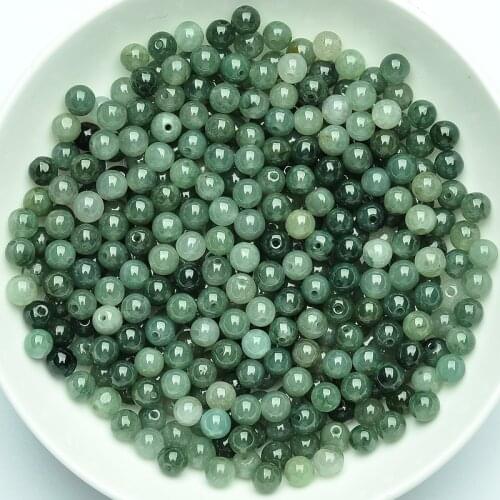 100PCS Fine Natural Oil-Green Jade Jadeite Bead DIY Mini Loose Bead wholesale Size: 5-6mmW