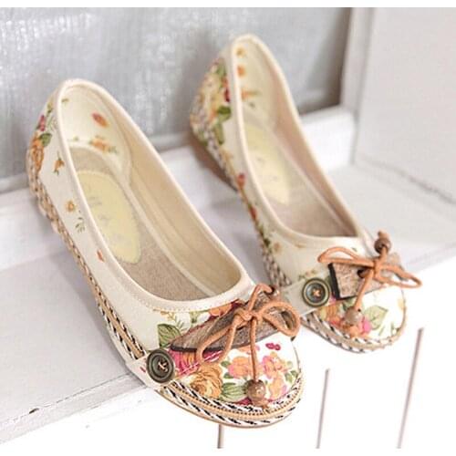 Vintage Floral Women Flats Moccasins Slip On Lace Up Loafers Shoes Comfortable Ladies Shoes Flat Shoes Zapatos Mujer 2021