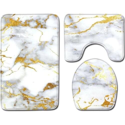 Marble Toilet Non-slip Mat Cover Carpet Non-slip Shower Carpet Set Household Toilet Cover Shower Room City View Floor Mat