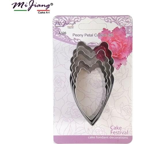 4pcs Stainless Steel Cookie Cutter Set Peony Flower Petal Baking Mold DIY Fondant Cake Decorating Tools Sugar Paste Moulds A326