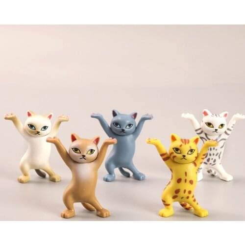 5 Piece Set Enchanting Cat Figurines Doll Pen Holder Statue Desktop Garden Decoration Small Ornaments Home Decoration Crafts