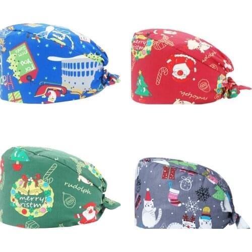 New surgical Cap Sweat-absorbent Beauty Salon Pet Grooming Cap Lab Caps Scrubs Cap Health Dust Hat Lab Christmas Caps