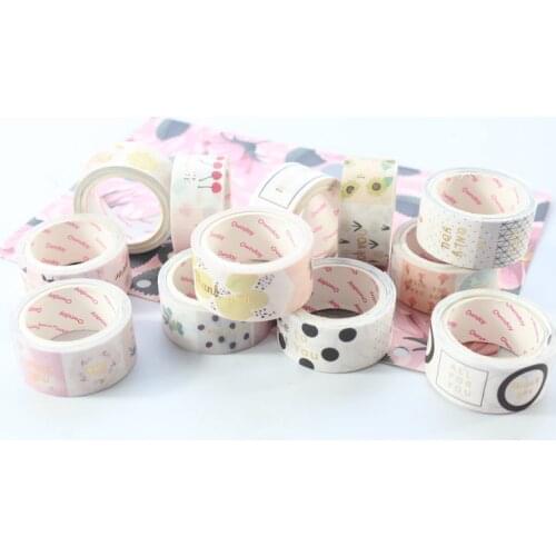 Domikee New cute creative school student gold foil decorative washi tapes stationery,kawaii DIY masking tapes for greeting card
