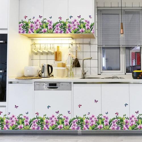 Flower World Skirting Counter Living Room Cabinet Shop Glass Window Cabinet Waterproof Wall Stickers