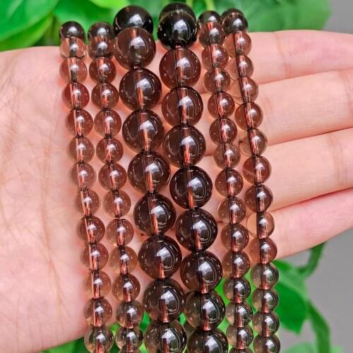 Wholesale Natural Stone Beads Smoky Quartzs Round Loose Beads For Jewelry Making 15.5" Pick Size 4/6/8/10/12 mm