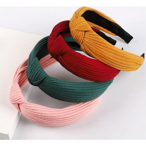 Solid Knitting Cross Headbands Twisted Knotted Hair Band For Lady Girl Turban Wide Simple Hair Hoop Headwear Hair Accessories