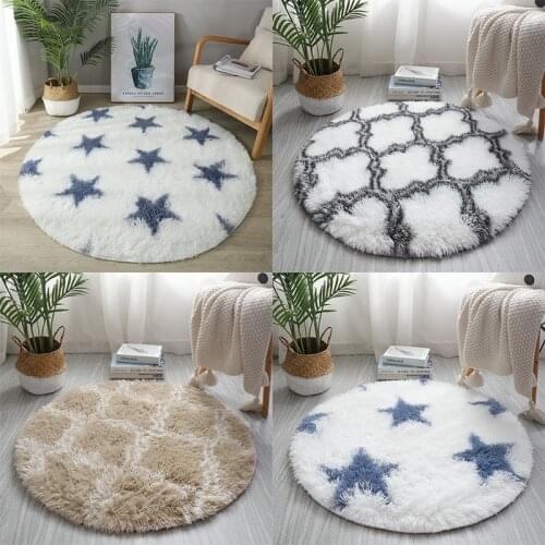 Fluffy Round Rug for Living Room Floor Mat Bedroom Anti-slip Plush Carpet Children Room Play Shaggy Area Rug Modern Mat