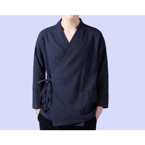 Female and Male Cotton and linen shirts Chinese Style Mens top vintage outwear