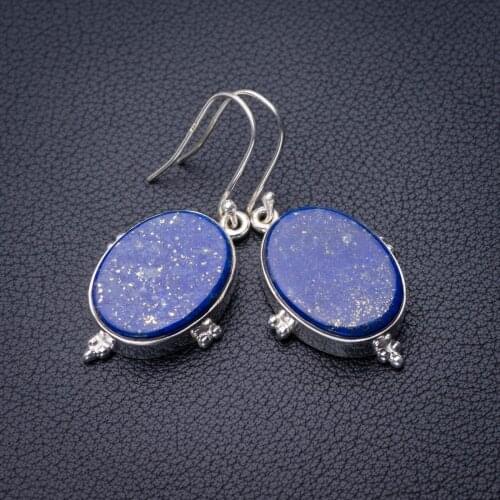 StarGems Natural Lapis Lazuli Handmade 925 Sterling Silver Earrings 1.75" D6777