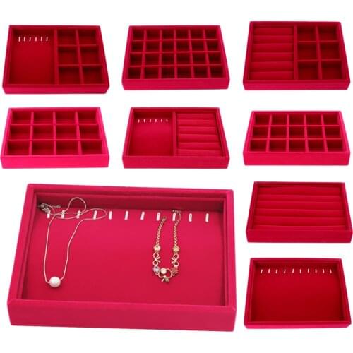 Stackable Ice Velvet Jewelry Tray Display Storage Organizer for Ring Earring