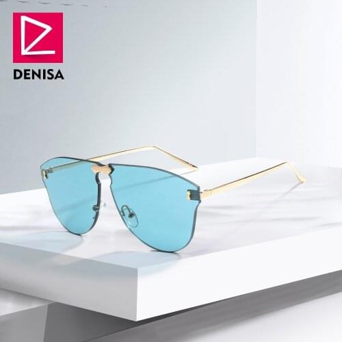 DENISA Rimless Aviation Men Sunglasses New 2019 Cool One Piece Super Sun Glasses Ladies Driving Shades UV400 gafas de sol G22051