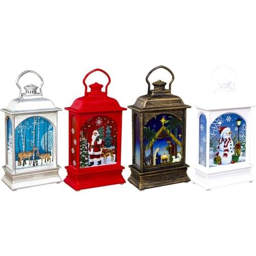 Santa Claus Snowman Lantern Light LED Merry Christmas Decor For Home Christmas Tree Ornament Xmas Gifts New Year Painted Lantern