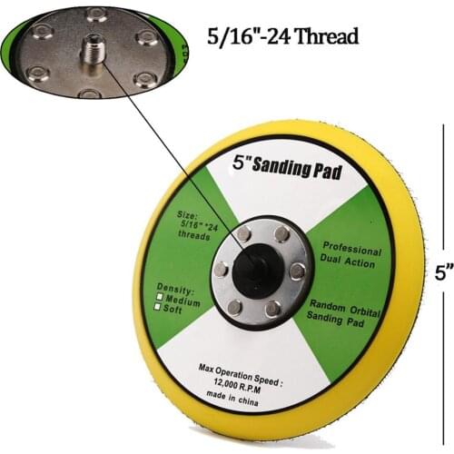 VALIANTOIN 5 Inch 125mm 5/16"-24 Thread PU Hook&Loop Backer Backing Pad for Air Sander and Dual Action Car Polisher 5 Inch