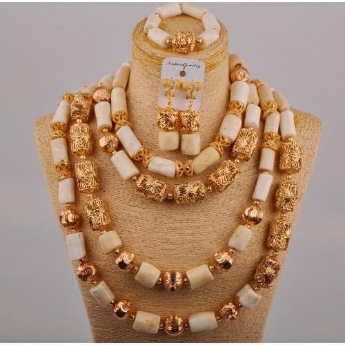 Splendid White Coral Beads African Jewelry Set Women Nigerian Wedding Necklace Bridal Coral Set