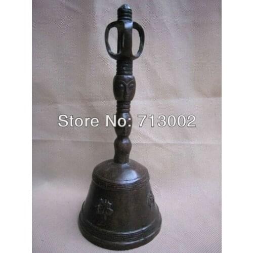 Vintage Bronze Buddhist Sacrifice Fete Bell With Words