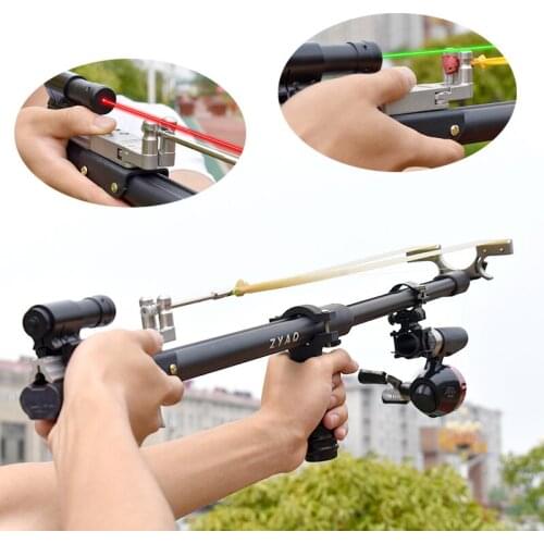 High-precision Red and Green Laser Long Rod Slingshot Two-stage Telescopic High-power Outdoor Hunting Fish Shooting Catapult Set