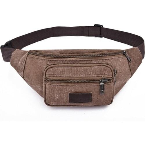 Men Casual Durable Fanny Waist Pack Male Waist Bags Belt Canvas 2021 New Hip Bum Military Bag Pouch Three Zipper Pocket Banane