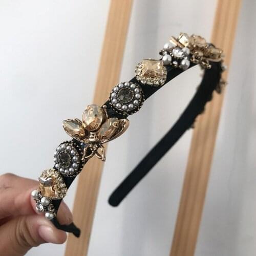 New Baroque Vintage Palace Style Luxury Geometric Crystal Headband Women Hair Headdress Jewelry Gift Hair Accessories for Girls
