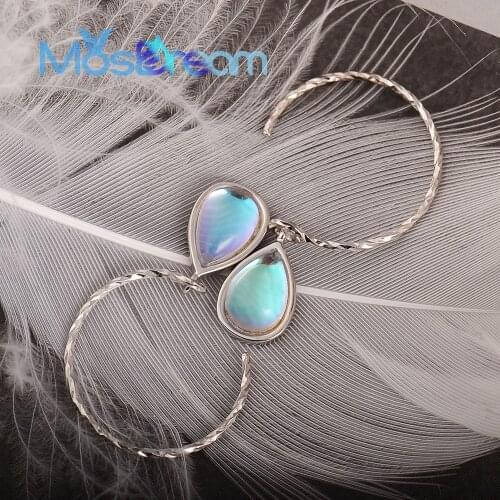 MosDream Fresh Waterdrop Earrings s925 Silver Female Simple Girl Ear Hook Elegant Charm Sky Blue Crystal Clear Smart Stud