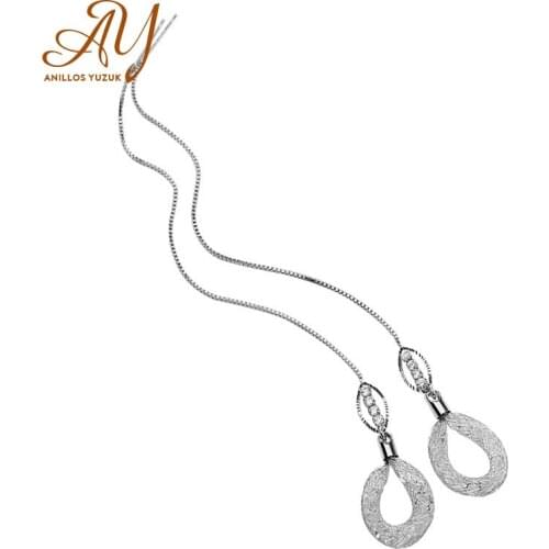 Anillos Yuzuk Sterling Silver 925 Long Chain Drop Earrings For Women Dangle Earings Fashion Pendientes Girl Party Gift Jewelry