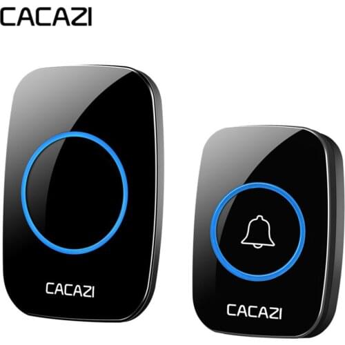 CACAZI Ring Doorbell 2 Wireless Deurbel Chime Alarma Waterproof 300M Remote Range Receiver 60 Chimes 1 Button 1 2 Receiver