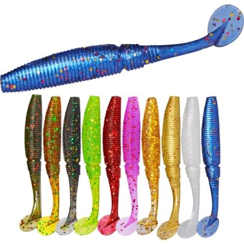15pcs/Lot Soft Lures Silicone Bait T Tail 5cm 1g Goods For Fishing Sea Fishing Pva Swimbait Wobblers Artificial Tackle