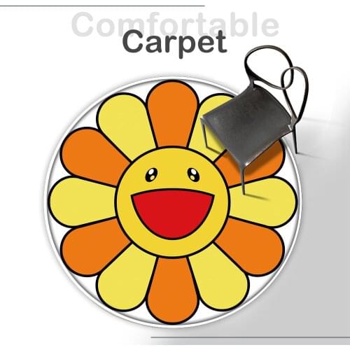 2022 Tapetes Non-slip Bath Mat Carpet Soft Fluffy Living Room Bedroom Decorative Sunflower Mat Round Rug NonSlip Flannel Carpet