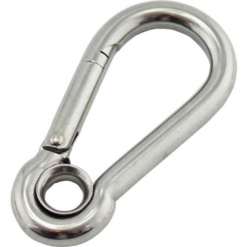 5PCS M5 Secure Lock Stainless Steel 50mm Hook Carabiner Eyelet